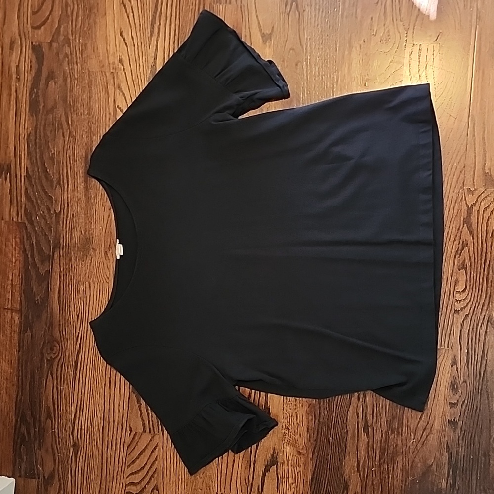 J.Crew black shirt with ruffle sleeve